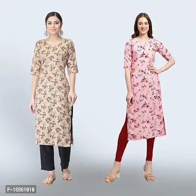 Women Stylish Crepe Ethnic Motif Casual Straight Kurta