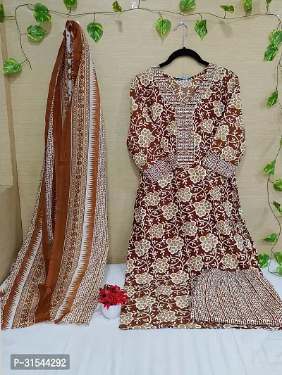 Fancy Cotton Blend Kurta Bottom And Dupatta Set For Women