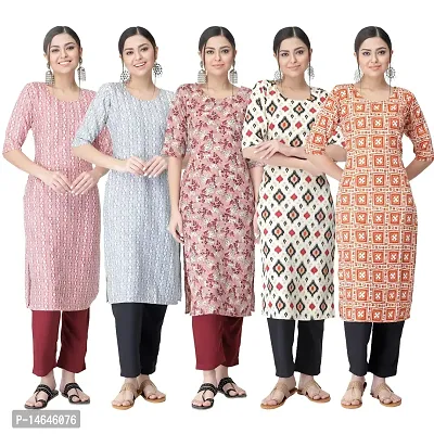 New Crepe Printed Kurtis Combo For Women Pack Of 5