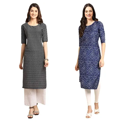 Stylish Crepe Printed Kurti - Pack of 2