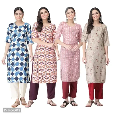 New Crepe Combo Printed Kurtis For Women Pack Of 4