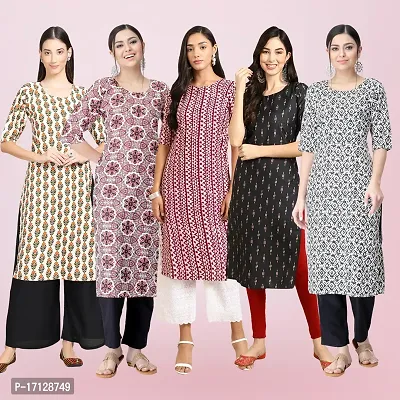 Women Stylish Crepe Printed Straight Kurta