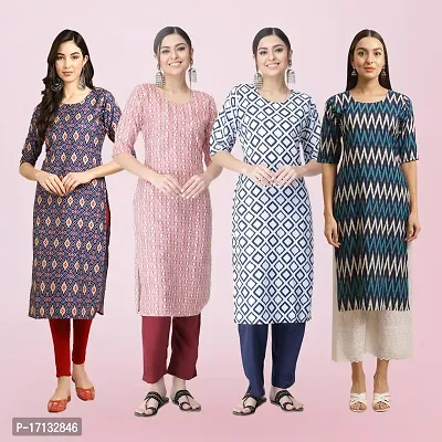 Women Stylish Crepe Printed Straight Kurta