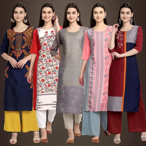 Fancy Crepe Kurtis For Women Pack Of 5