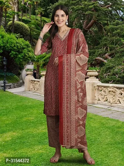 Fancy Cotton Blend Kurta Bottom And Dupatta Set For Women-thumb2