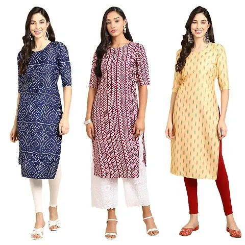 Trendy Crepe Printed Kurti - Pack of 3