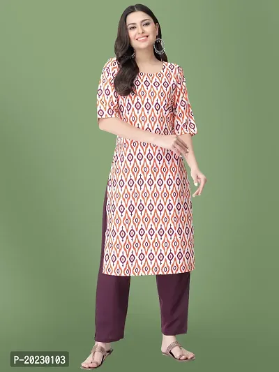 Stylish Crepe Printed Kurti For Women-thumb0