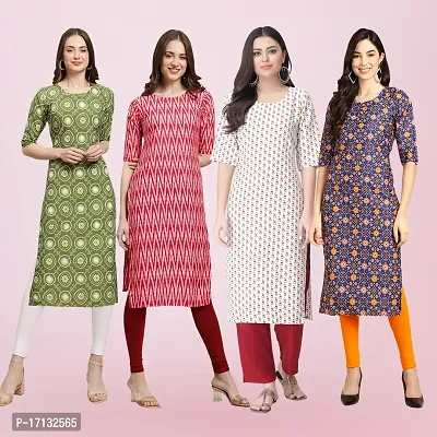 Women Stylish Crepe Printed Straight Kurta