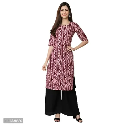 Stylish Magenta Crepe Ethnic Motif Straight Kurta For Women-thumb0