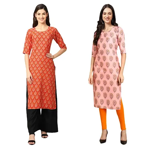 Stylish Straight Crepe Kurta For Women Combo Pack Of 2