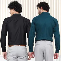 Elegant Cotton Multicoloured Long Sleeves Formal Shirt For Men- Pack Of 2-thumb1