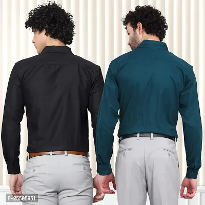 Elegant Cotton Multicoloured Long Sleeves Formal Shirt For Men- Pack Of 2-thumb2