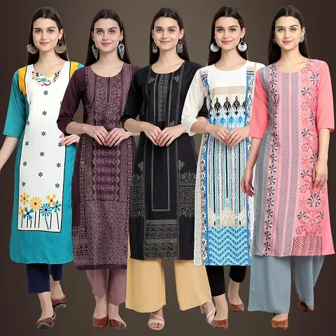 Stylish Fancy Crepe Kurtis - Pack Of 5