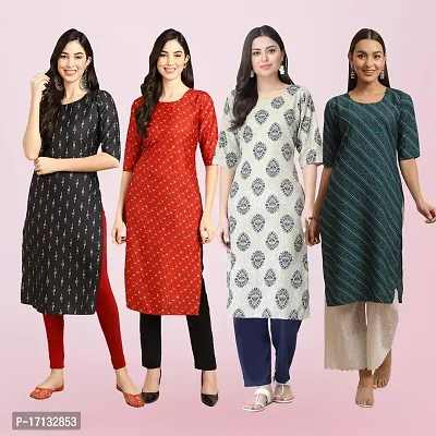 Women Stylish Crepe Printed Straight Kurta