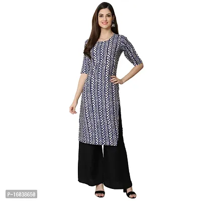 Stylish Blue Crepe Ethnic Motif Straight Kurta For Women