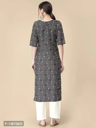 Straight Black Printed Crepe Kurta-thumb4