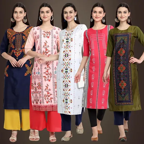 Fancy Crepe Kurtis For Women Pack Of 5