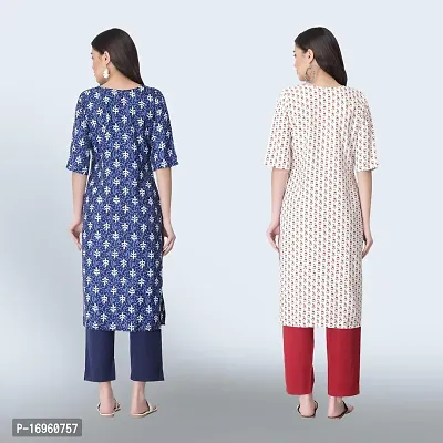 Women Stylish Crepe Ethnic Motif Casual Straight Kurta-thumb2