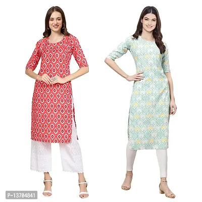 Stylish Crepe Digital Printed Kurta For Women- Pack Of 2