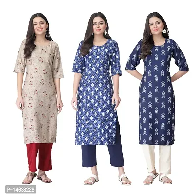 New Crepe Combo Printed Kurtis For Women Pack Of 3