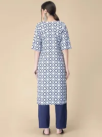 Straight White Printed Crepe Kurta-thumb3