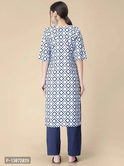 Straight White Printed Crepe Kurta-thumb4