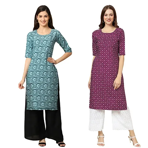 Pack Of 2- Crepe Printed Kurtis