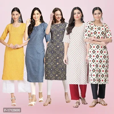 Women Stylish Crepe Printed Straight Kurta