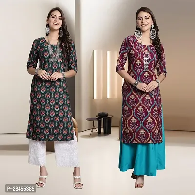 Fancy Rayon Kurtis For Women Pack Of 2-thumb0