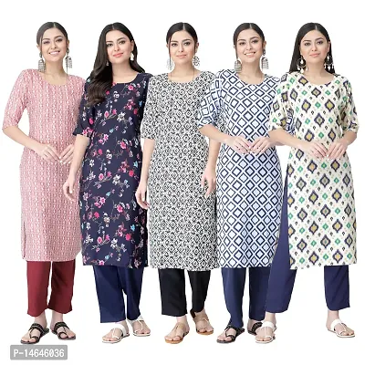 New Crepe Printed Kurtis Combo For Women Pack Of 5