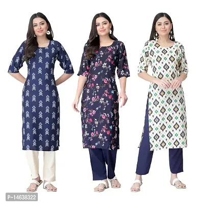 New Crepe Combo Printed Kurtis For Women Pack Of 3