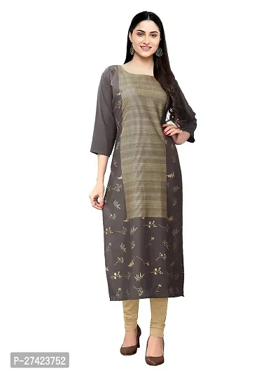 Stylish Grey Crepe Stitched Kurta For Women-thumb0