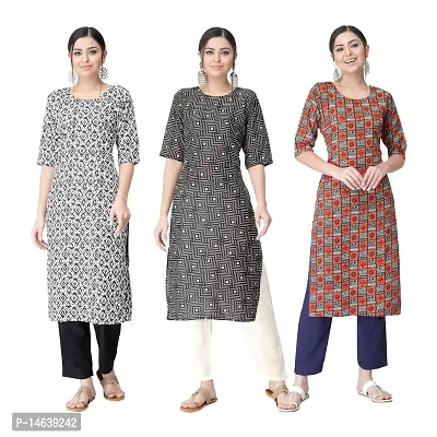 New Crepe Combo Printed Kurtis For Women Pack Of 3