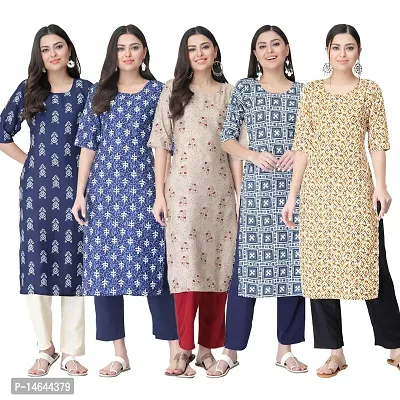 New Crepe Printed Kurtis Combo For Women Pack Of 5