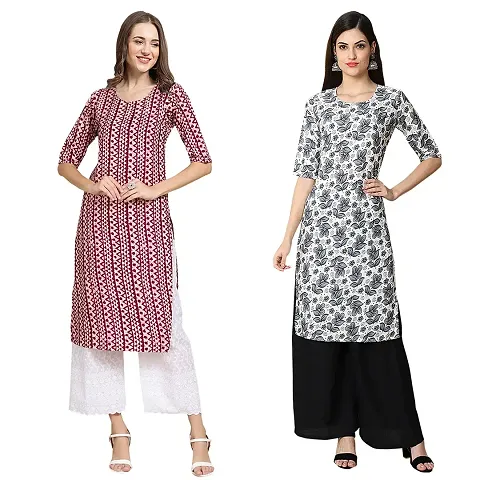 Stylish Digital Woman Crepe Kurtis Pack of 2