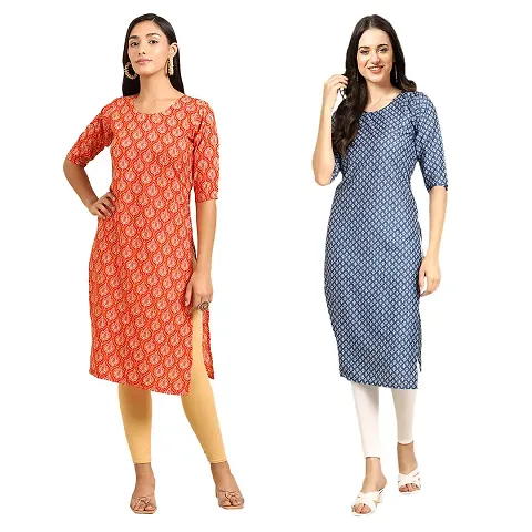 Straight Crepe Kurta Pack Of 2