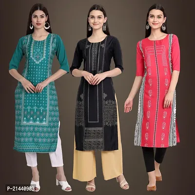 Fancy Crepe Kurtis for Women Pack Of 3-thumb0