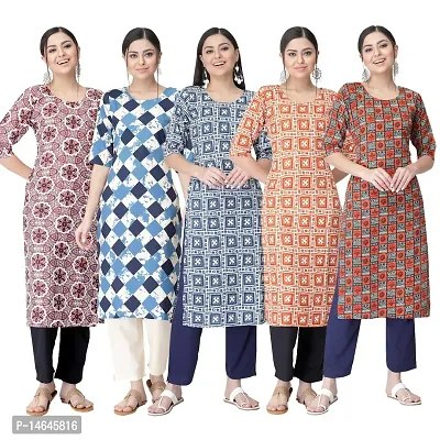 New Crepe Printed Kurtis Combo For Women Pack Of 5-thumb0