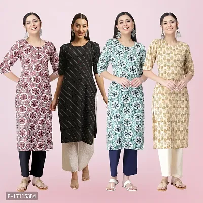 Women Stylish Crepe Printed Straight Kurta