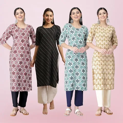 Trendy Crepe Kurta For Women- Combo Of 4