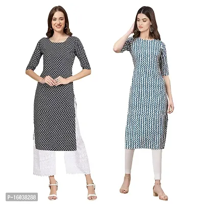 Stylish Digital Printed Women Crepe Kurta- Pack of 2-thumb0