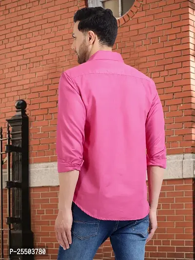 Reliable Pink Cotton Solid Long Sleeves Formal Shirt For Men-thumb5