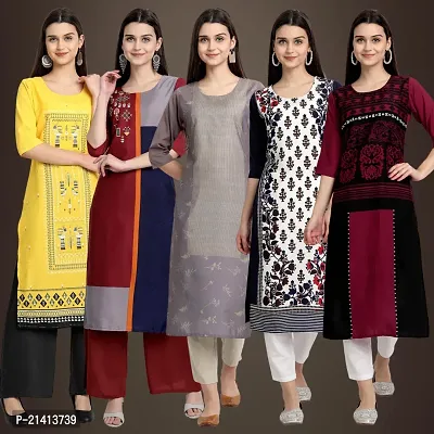 Fancy Crepe Kurtis For Women Pack Of 5-thumb0