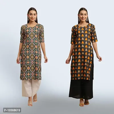 Women Stylish Crepe Ethnic Motif Casual Straight Kurta