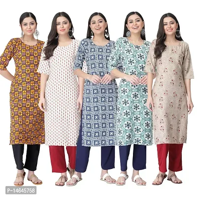 New Crepe Printed Kurtis Combo For Women Pack Of 5