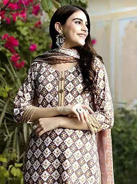 Stylish Cotton Blend Printed Kurta With Pant And Dupatta Set For Women-thumb3