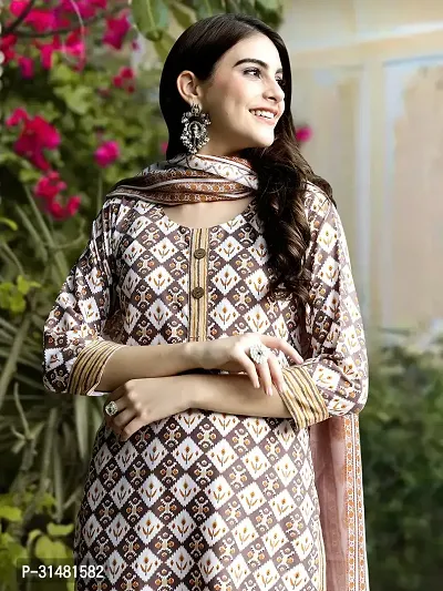 Stylish Cotton Blend Printed Kurta With Pant And Dupatta Set For Women-thumb4