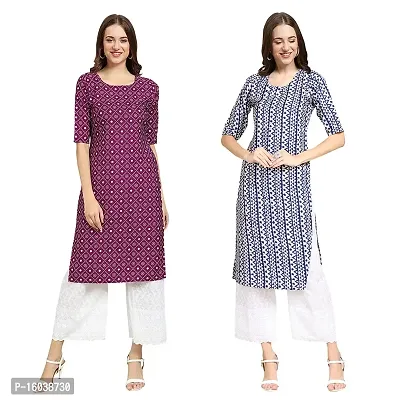 Stylish Digital Printed Women Crepe Kurta-Pack of 2-thumb0