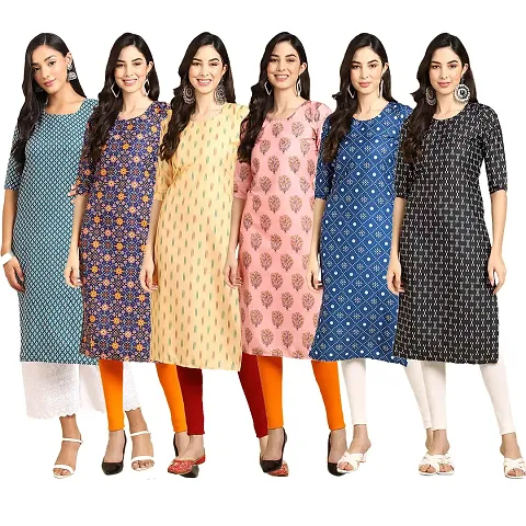 Fancy Combo of 6 Crepe Kurti