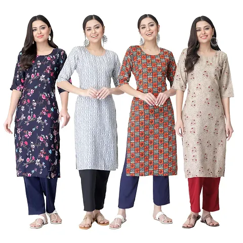 Trendy Crepe Kurta For Women- Combo Of 4